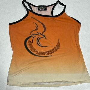 Women’s orange Harley Davidson spaghetti strap.